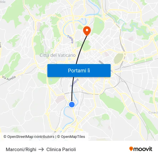 Marconi/Righi to Clinica Parioli map