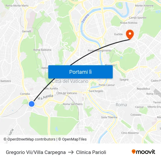 Gregorio Vii/Villa Carpegna to Clinica Parioli map