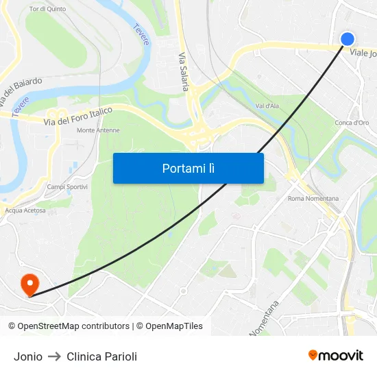 Jonio to Clinica Parioli map