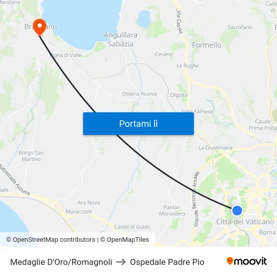 Medaglie D'Oro/Romagnoli to Ospedale Padre Pio map