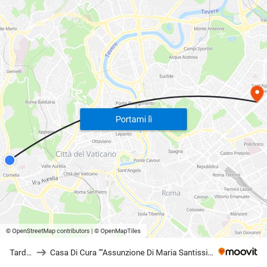 Tardini to Casa Di Cura ""Assunzione Di Maria Santissima"" map