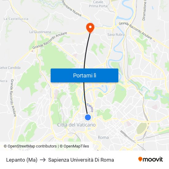 Lepanto (Ma) to Sapienza Università Di Roma map