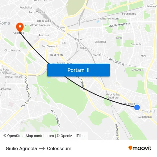 Giulio Agricola to Colosseum map