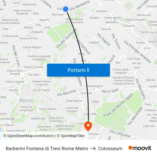 Barberini Fontana di Trevi Rome Metro to Colosseum map