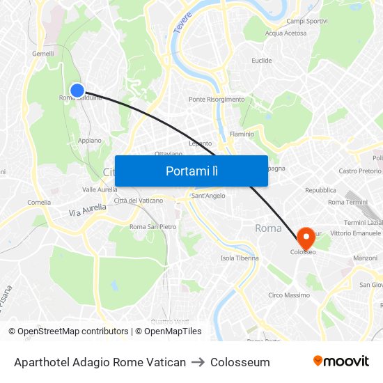 Aparthotel Adagio Rome Vatican to Colosseum map