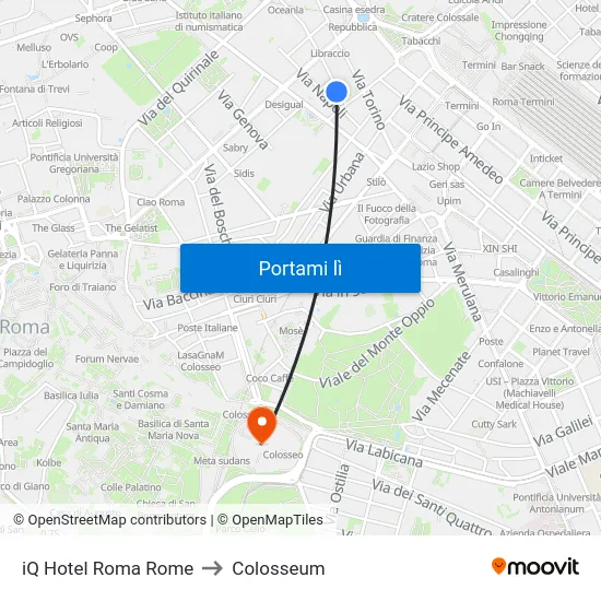 iQ Hotel Roma Rome to Colosseum map