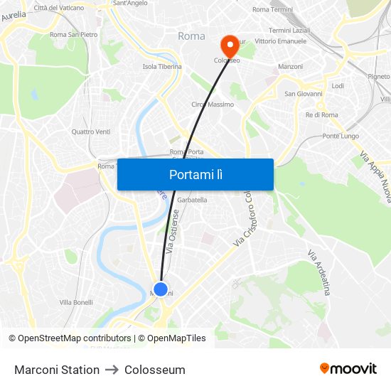 Marconi Station to Colosseum map