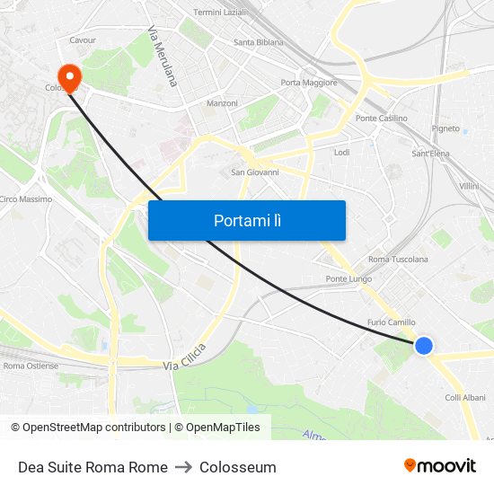 Dea Suite Roma Rome to Colosseum map