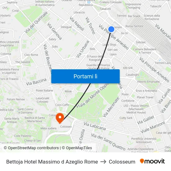 Bettoja Hotel Massimo d Azeglio Rome to Colosseum map