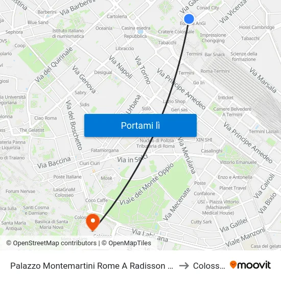 Palazzo Montemartini Rome A Radisson Collection Hotel to Colosseum map