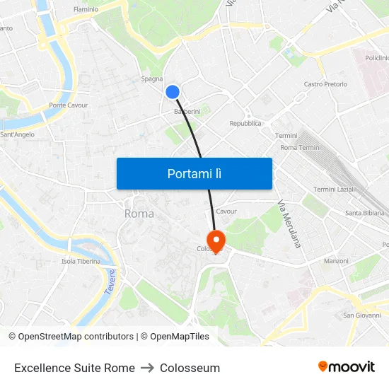 Excellence Suite Rome to Colosseum map