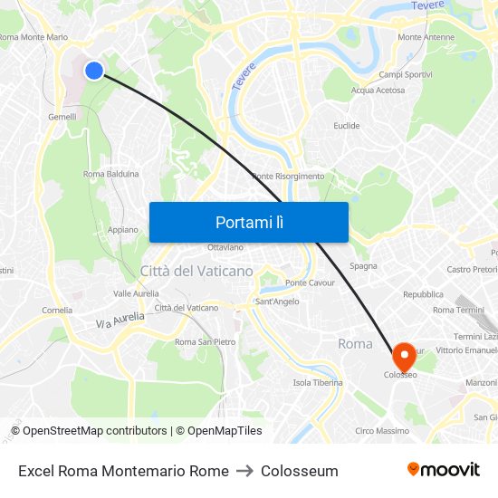 Excel Roma Montemario Rome to Colosseum map