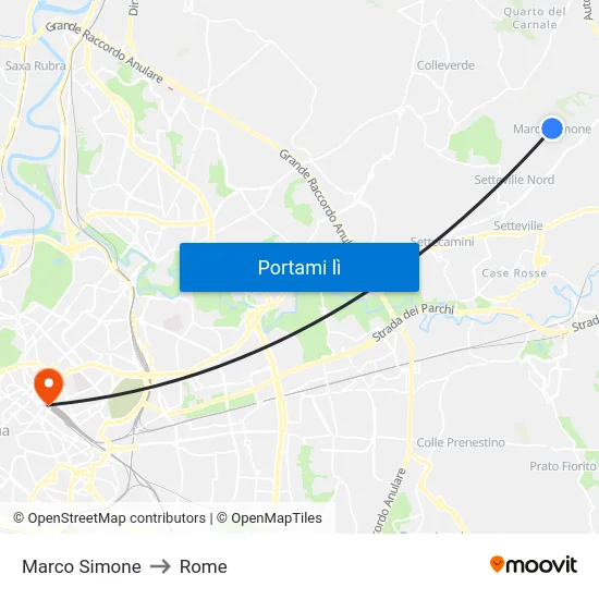 Marco Simone to Rome map