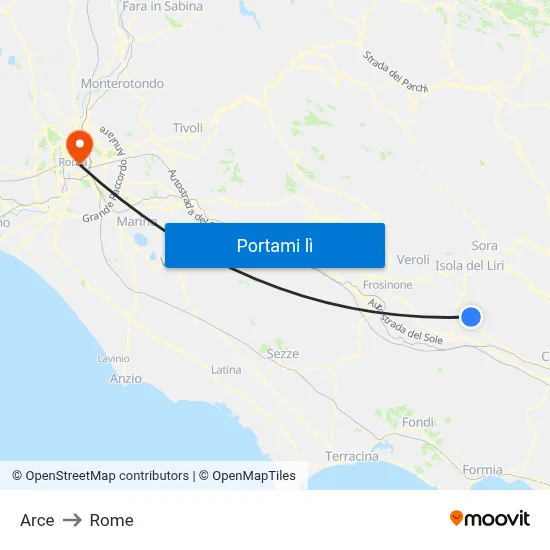 Arce to Rome map