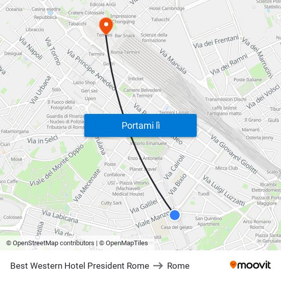 Best Western Hotel President Rome to Rome map