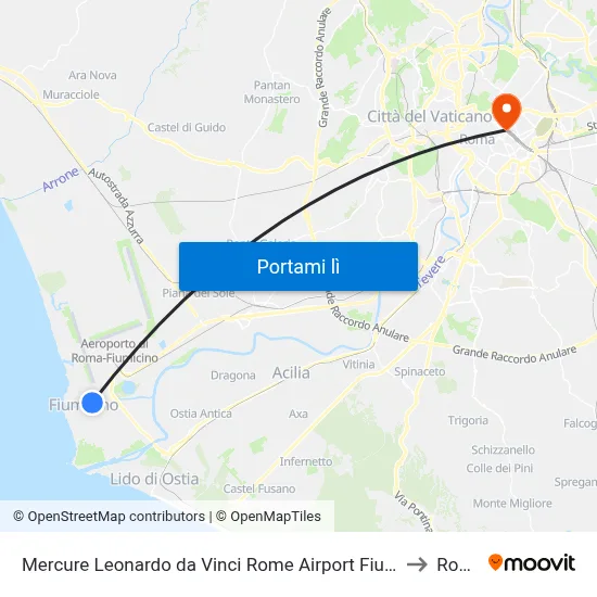 Mercure Leonardo da Vinci Rome Airport Fiumicino to Rome map
