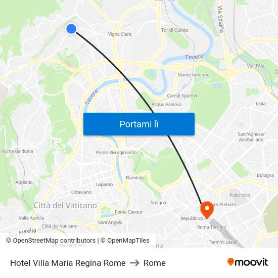 Hotel Villa Maria Regina Rome to Rome map
