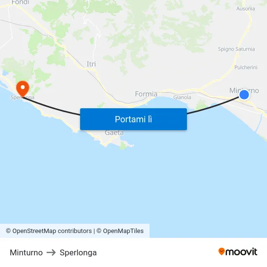 Minturno to Sperlonga map