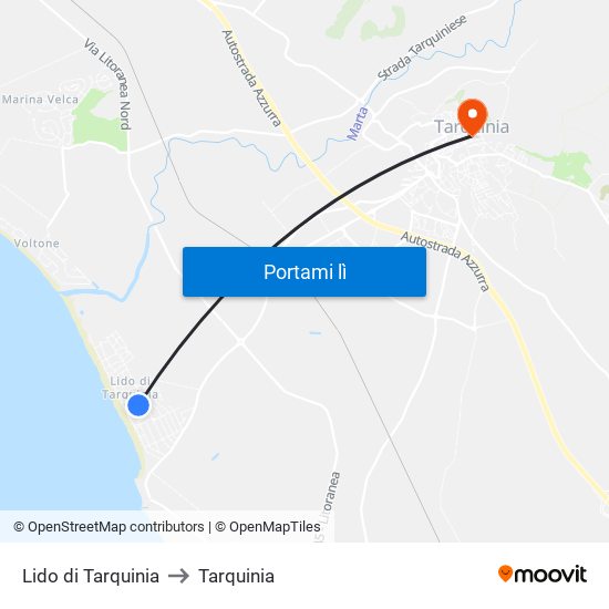 Lido di Tarquinia to Tarquinia map