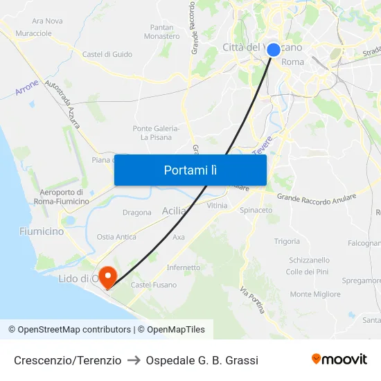 Crescenzio/Terenzio to Ospedale G. B. Grassi map