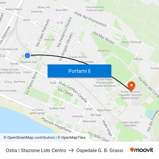 Ostia | Stazione Lido Centro to Ospedale G. B. Grassi map
