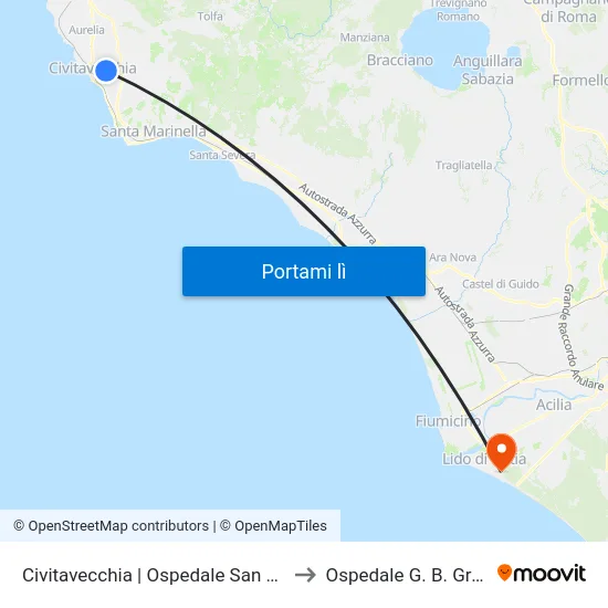 Civitavecchia | Ospedale San Paolo to Ospedale G. B. Grassi map