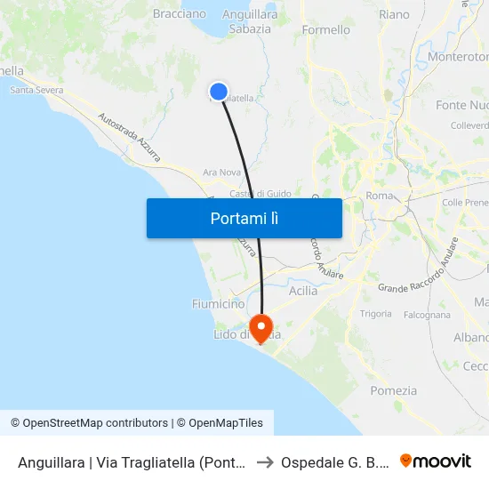 Anguillara | Via Tragliatella (Ponton Dell'Elce) to Ospedale G. B. Grassi map
