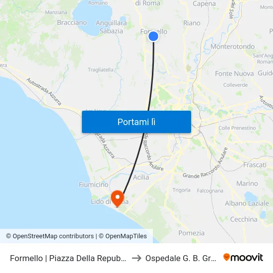 Formello | Piazza Della Repubblica to Ospedale G. B. Grassi map