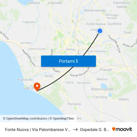 Fonte Nuova | Via Palombarese Via Santa Lucia to Ospedale G. B. Grassi map