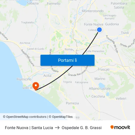 Fonte Nuova | Santa Lucia to Ospedale G. B. Grassi map