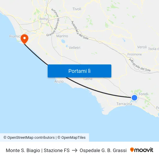 Monte S. Biagio | Stazione FS to Ospedale G. B. Grassi map