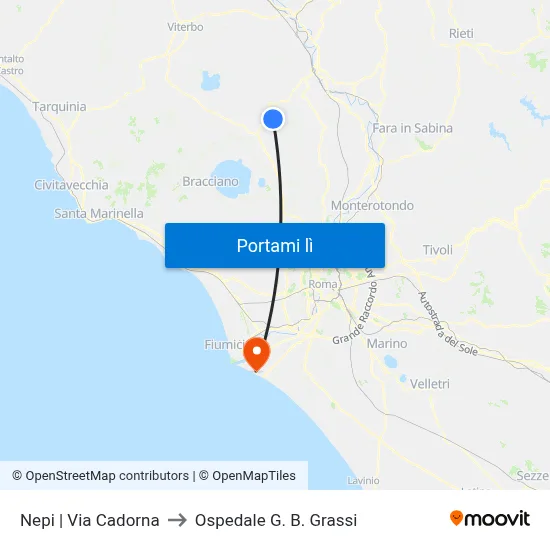 Nepi | Via Cadorna to Ospedale G. B. Grassi map