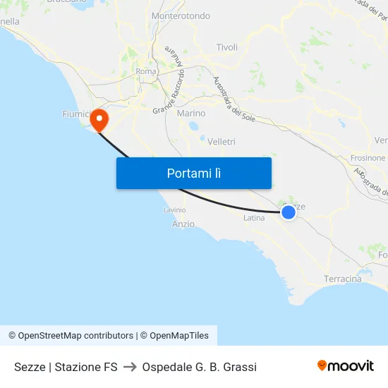 Sezze | Stazione FS to Ospedale G. B. Grassi map