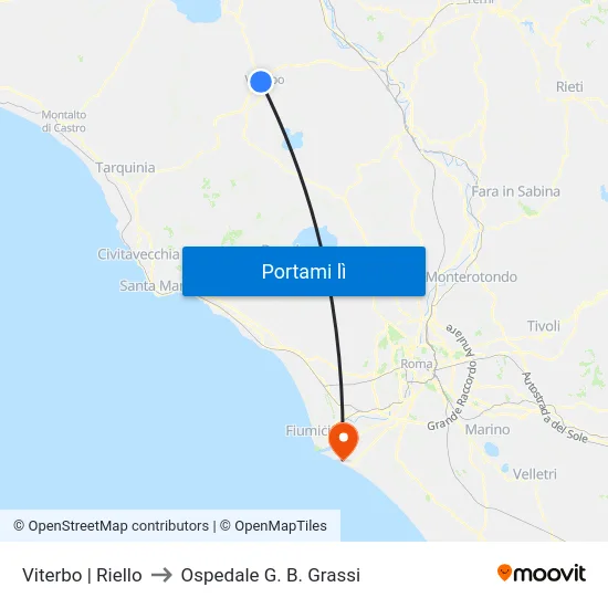 Viterbo | Riello to Ospedale G. B. Grassi map