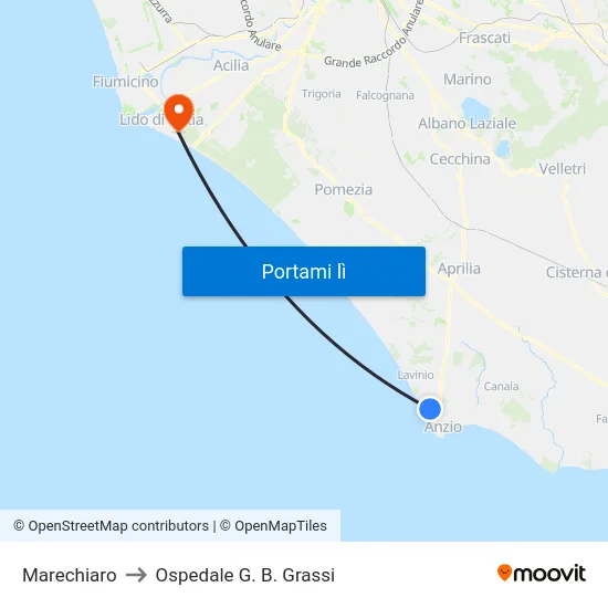 Marechiaro to Ospedale G. B. Grassi map