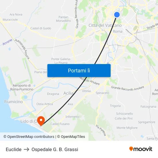 Euclide to Ospedale G. B. Grassi map