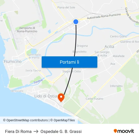 Fiera Di Roma to Ospedale G. B. Grassi map