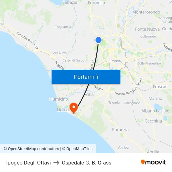 Ipogeo Degli Ottavi to Ospedale G. B. Grassi map