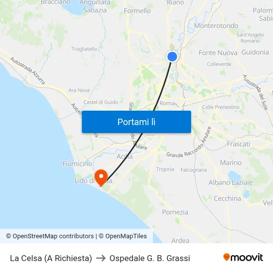 La Celsa (A Richiesta) to Ospedale G. B. Grassi map