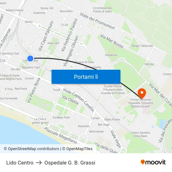 Lido Centro to Ospedale G. B. Grassi map