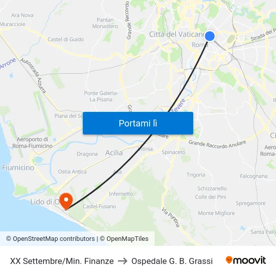 XX Settembre/Min. Finanze to Ospedale G. B. Grassi map
