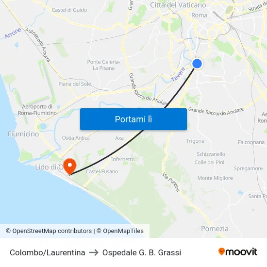 Colombo/Laurentina to Ospedale G. B. Grassi map