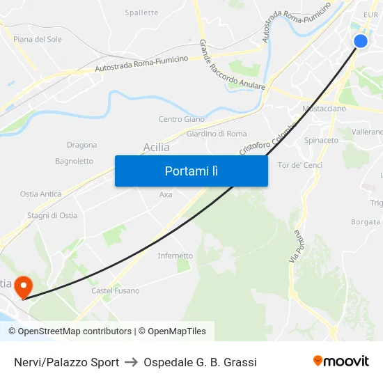 Nervi/Palazzo Sport to Ospedale G. B. Grassi map