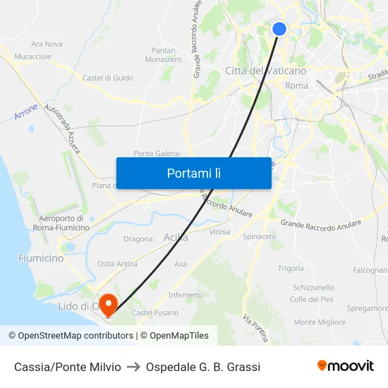 Cassia/Ponte Milvio to Ospedale G. B. Grassi map