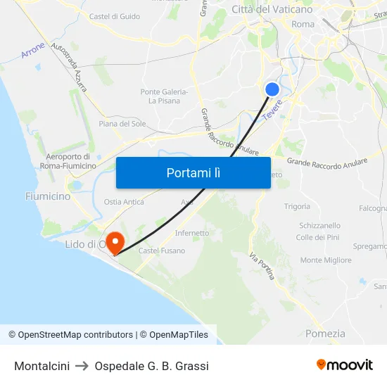 Montalcini to Ospedale G. B. Grassi map