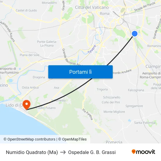 Numidio Quadrato (Ma) to Ospedale G. B. Grassi map