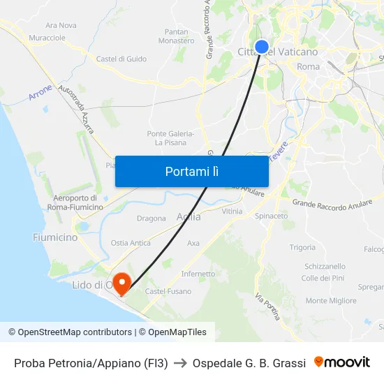 Proba Petronia/Appiano (Fl3) to Ospedale G. B. Grassi map