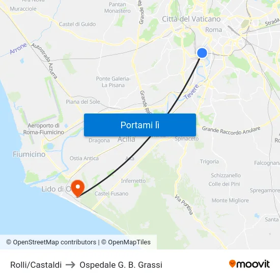 Rolli/Castaldi to Ospedale G. B. Grassi map