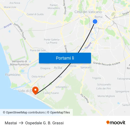 Mastai to Ospedale G. B. Grassi map