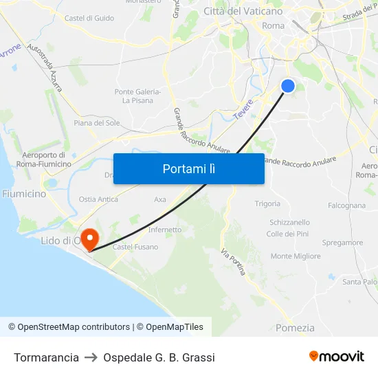 Tormarancia to Ospedale G. B. Grassi map